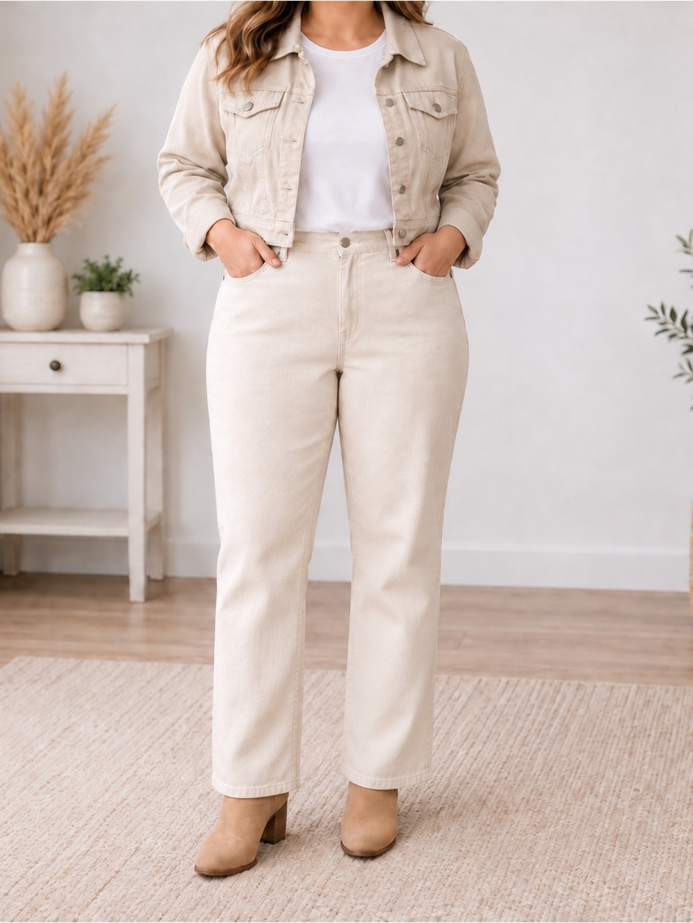 Universal Thread High Rise 90s Straight Leg Jeans Women's Size 17 Cream NWT